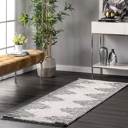 Nuloom Morgan Contemporary Shag Fringe Area Rug 2ft 8in x 8ft GCUW16A-2808